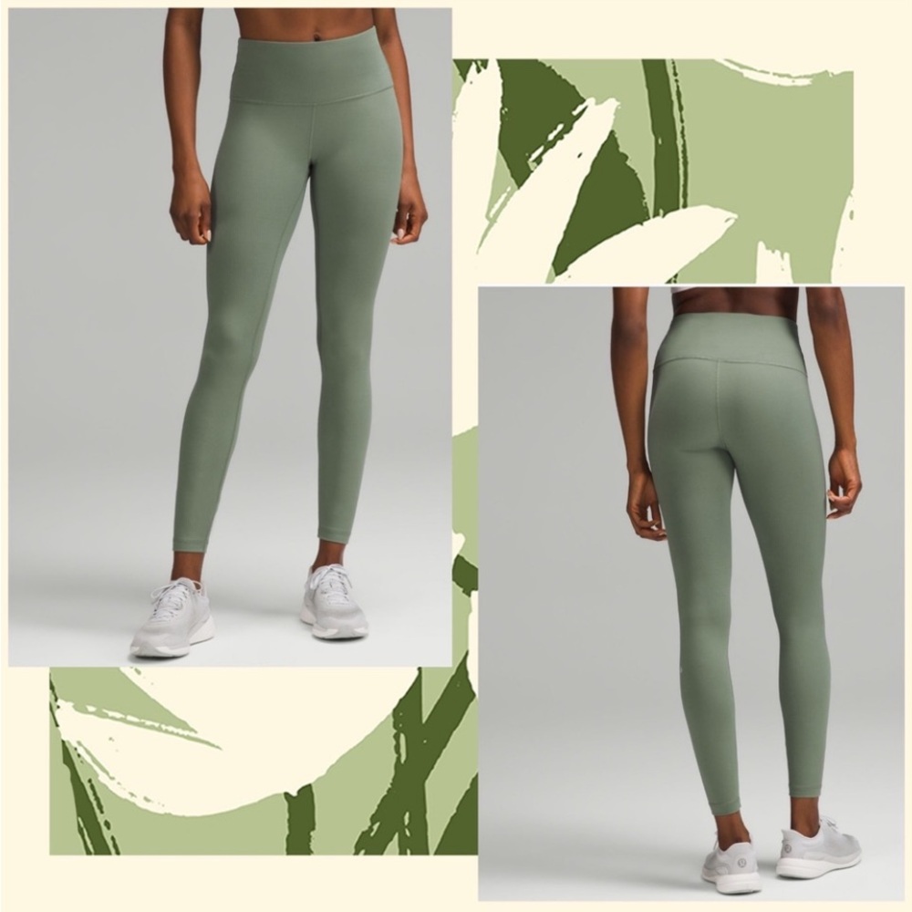 Lululemon Wunder Train High-Rise Ribbed Tight 28” in Green Eucalyptus Sz. 8 NWT